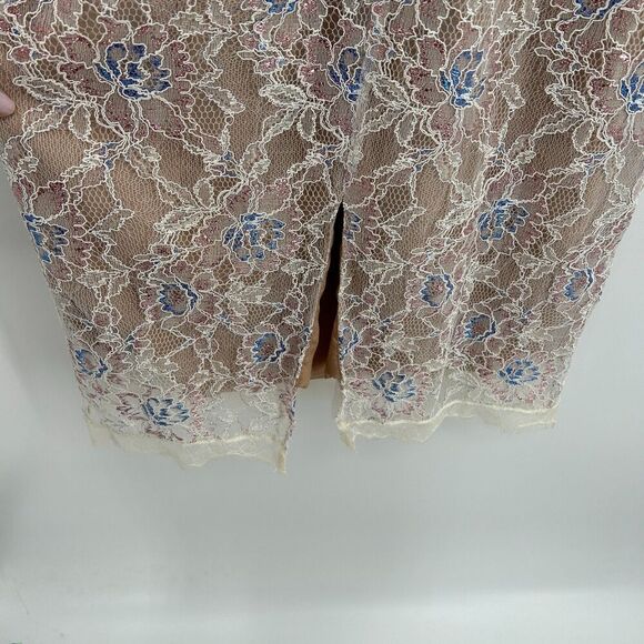 DRESS THE POPULATION Kay Dress White Tan Floral Lace Metallic Midi Dress Large - Picture 10 of 12